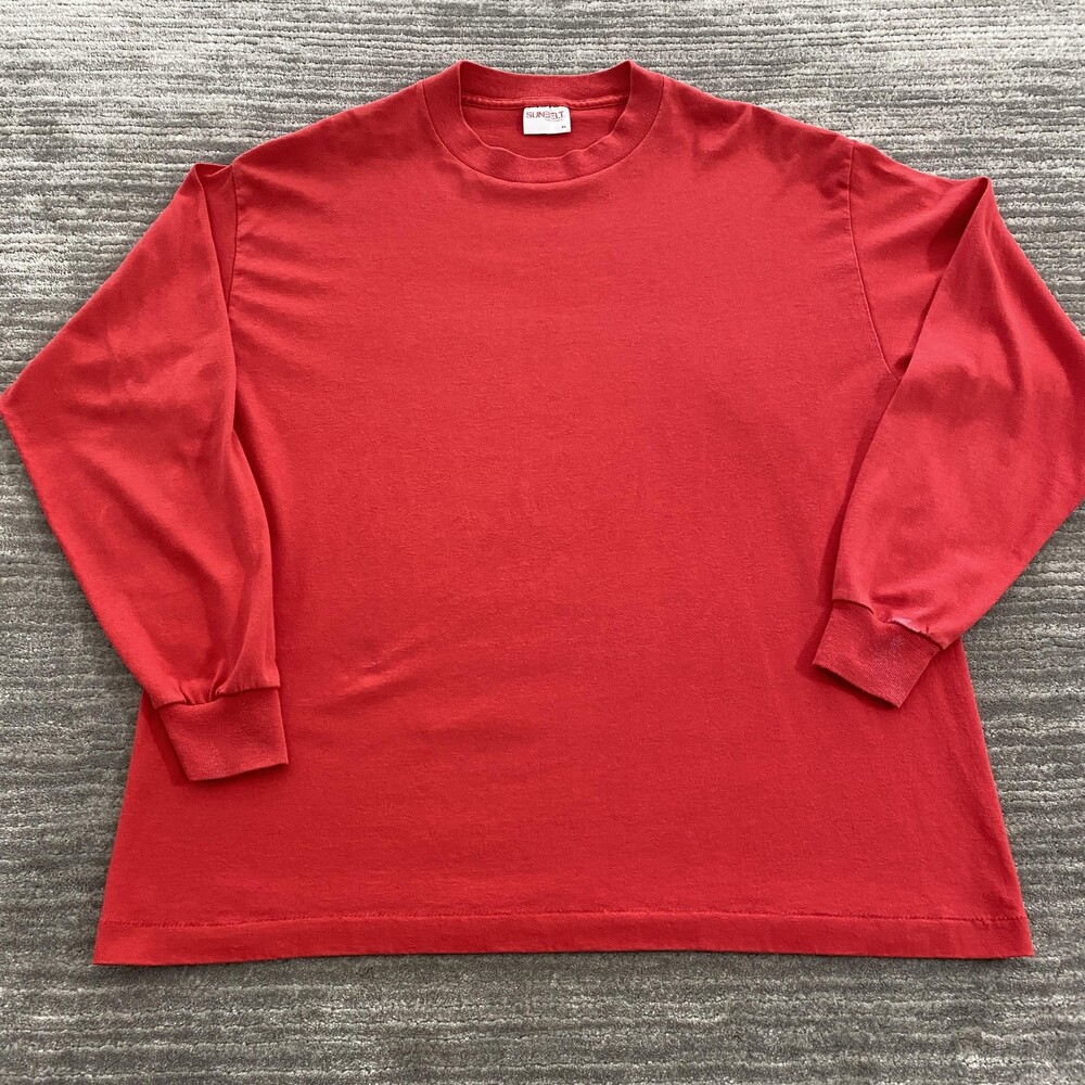 Vintage Sunbelt Sportswear Shirt Mens XL Red Long Sleeve Made USA 50/50 90s